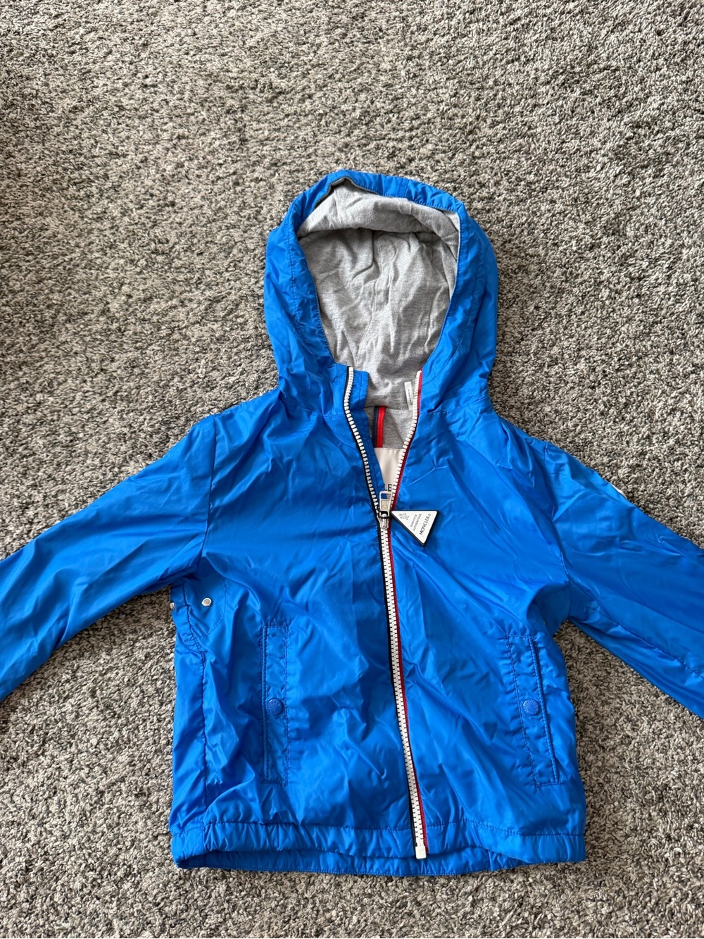 Moncler Bright Blue Hooded Rain Jacket for Kids